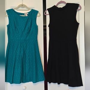 LOFT Green and Blue Sleeveless A-Line Dress Wedding Guest